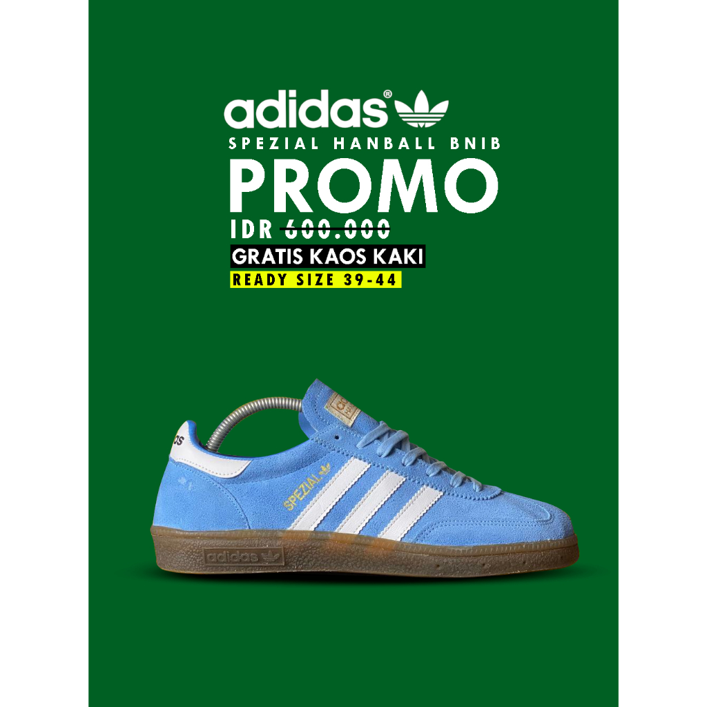 SEPATU ADIDAS SPEZIAL ICE BLUE BIRU PREMIUM LIST PUTIH GARIS 3 OOTD CASUAL FULL SUEDDE TAG MADE IN V