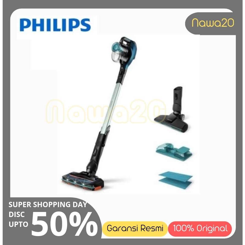 Philips SpeedPro Aqua, vacuum cleaner tanpa kabel - FC6728-01, Vakum 3in1, LED Nozel menghisap 180 p