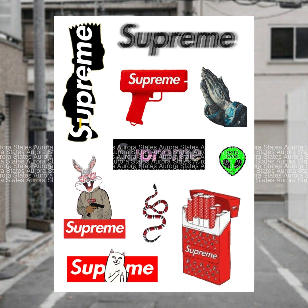 

Sticker Brand Supreme | Sticker IKEA | Sticker Brand Baju | Sticker aesthetic Brand