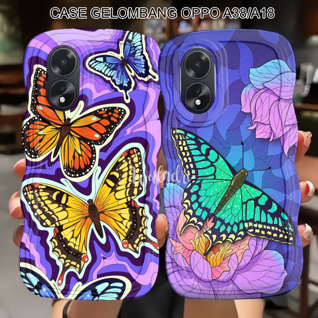 CASING GELOMBANG KUPU KUPU TIPE HP OPPO A38 A18 100 % PERSISI / SOFTCASE GELOMBANG BENING #15