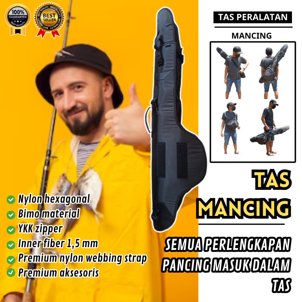 kantong pancing Bahan Tebal Kuat Premium aksesoris keren Ransel Terbaik Jumbo 4 Joran Selempang tas 