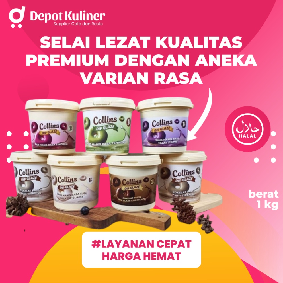

[★C5@] Collins Dip Glaze Selai Topping Donut 1 Kg Semua Varian [174]