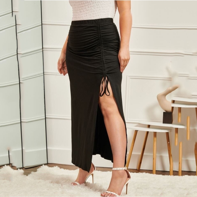 Rok Serut wanita Panjang Belahan Samping Premium