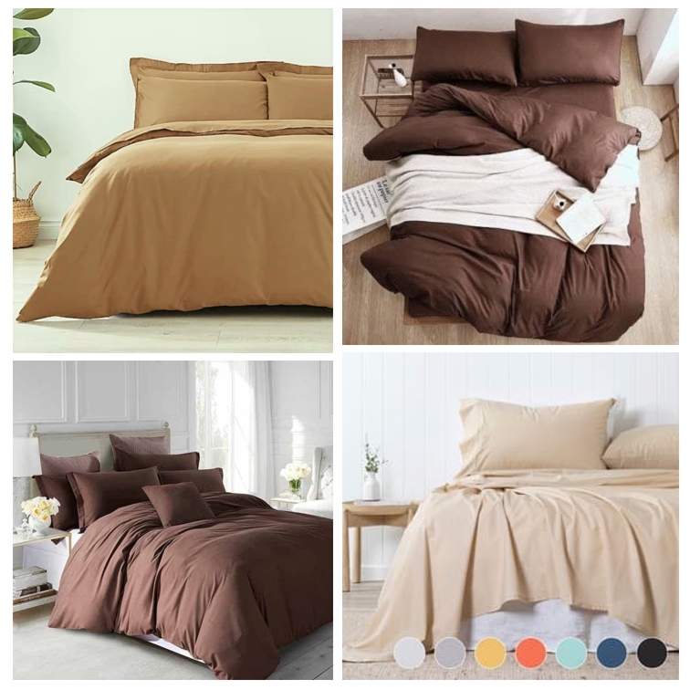 Bedcover Saja Homemade Katun Polos Coklat | Selimut Polos Dewasa Anak | Bedcover Cowok Cewek Murah