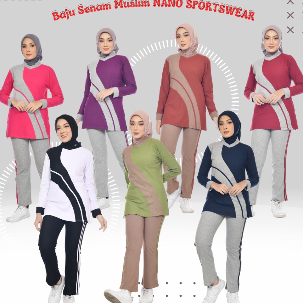 TREND TERBARU NANO BAJU SENAM MUSLIM/ BAJU SENAM MUSLIM WANITA/SETELAN BAJU SENAM MUSLIM PELANGI / B