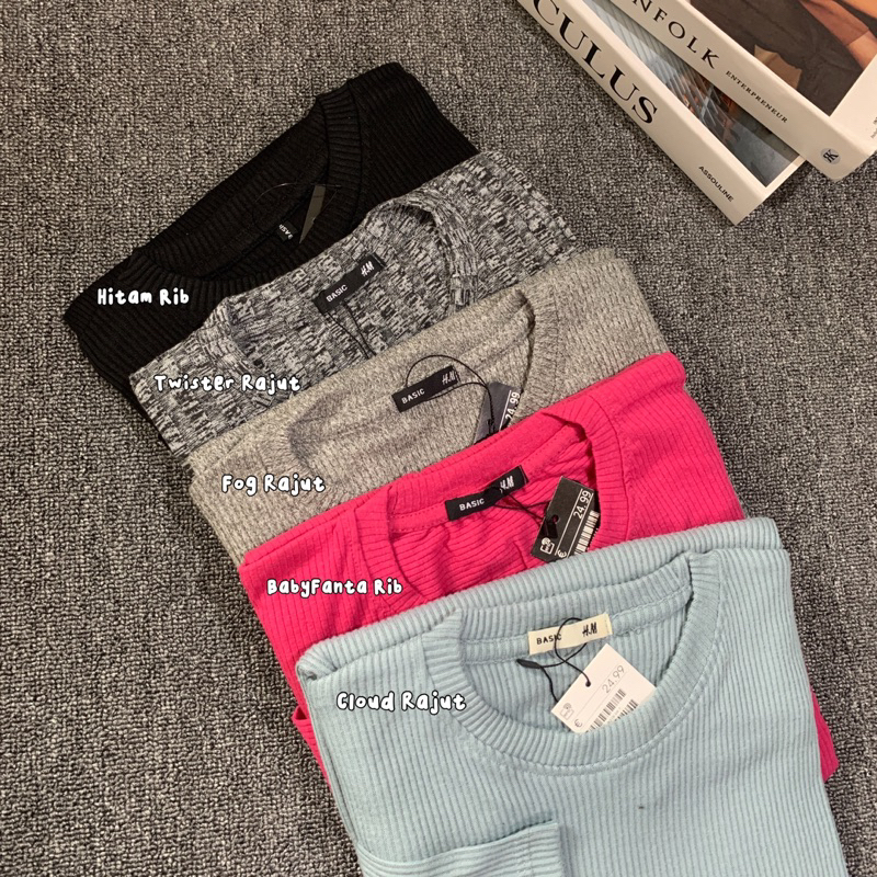 dwistuff  Basic tee Kaos Lengan Panjang Polos Rib Waffle Knit