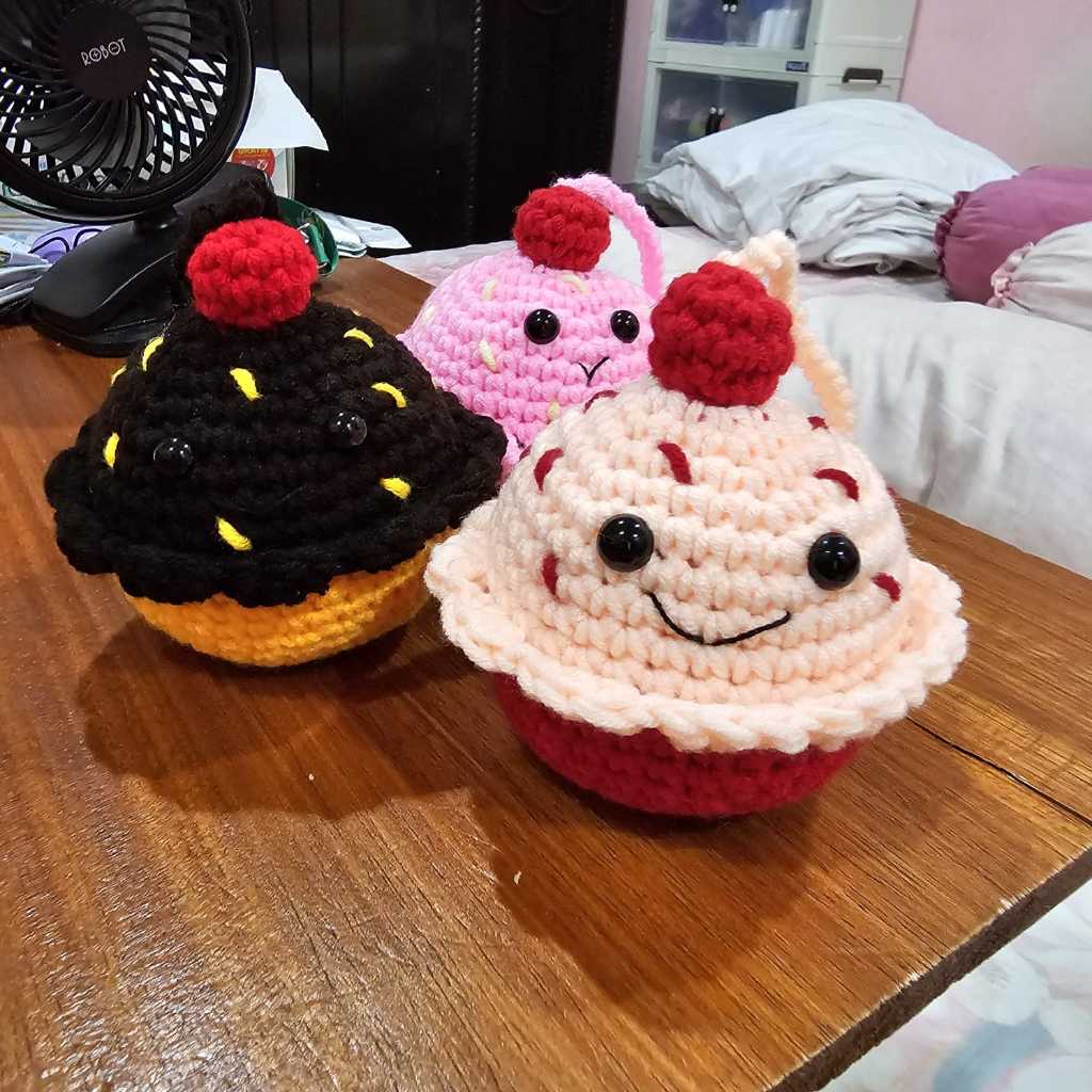 boneka rajut, crochet amigurumi cupcake