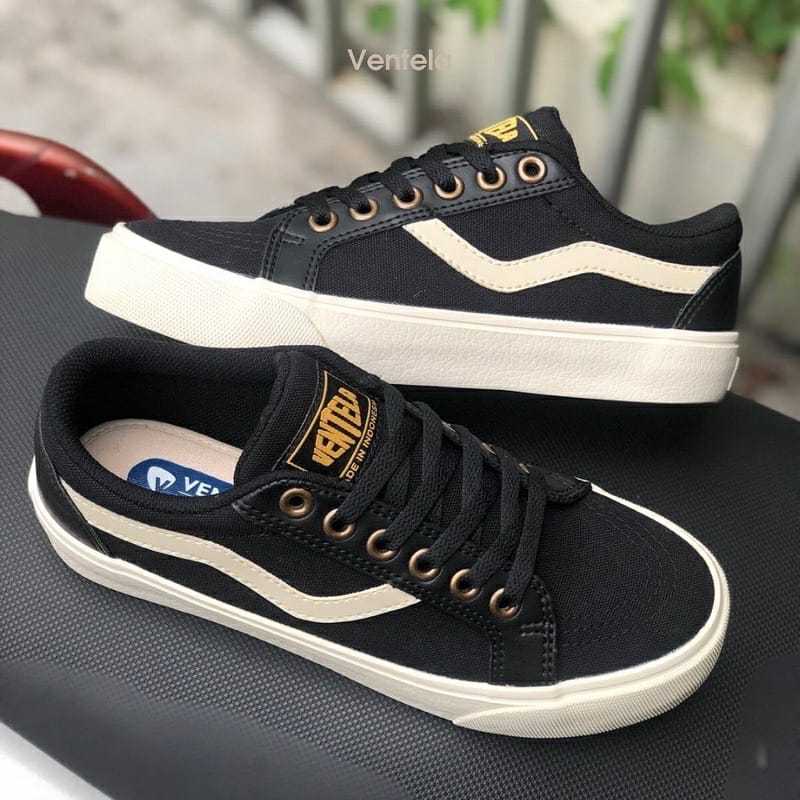 Ventela Republic low black natural sepatu sneakers original