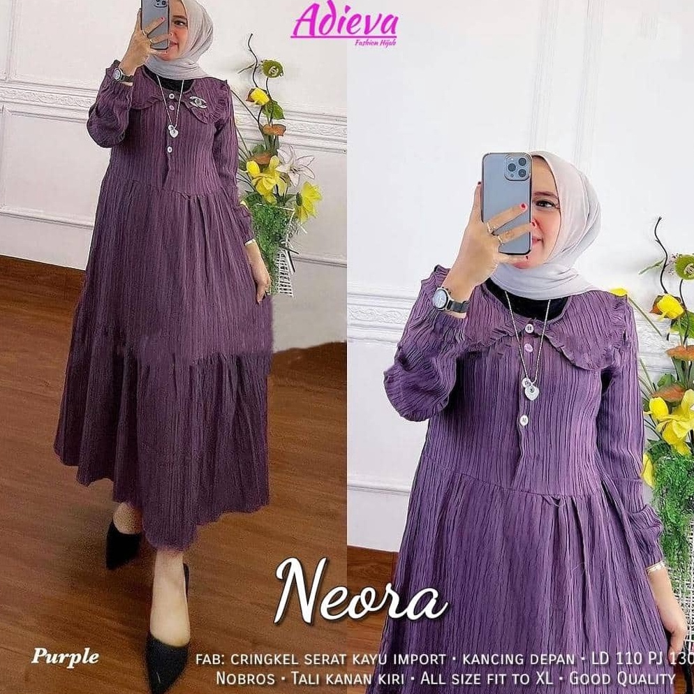 Harga Termurah.. NEORA DRESS MIDI CRINKLE / GAMIS JUMBO / GAMIS BUSUI / GAMIS POLOS CRINGKLE SERAT K