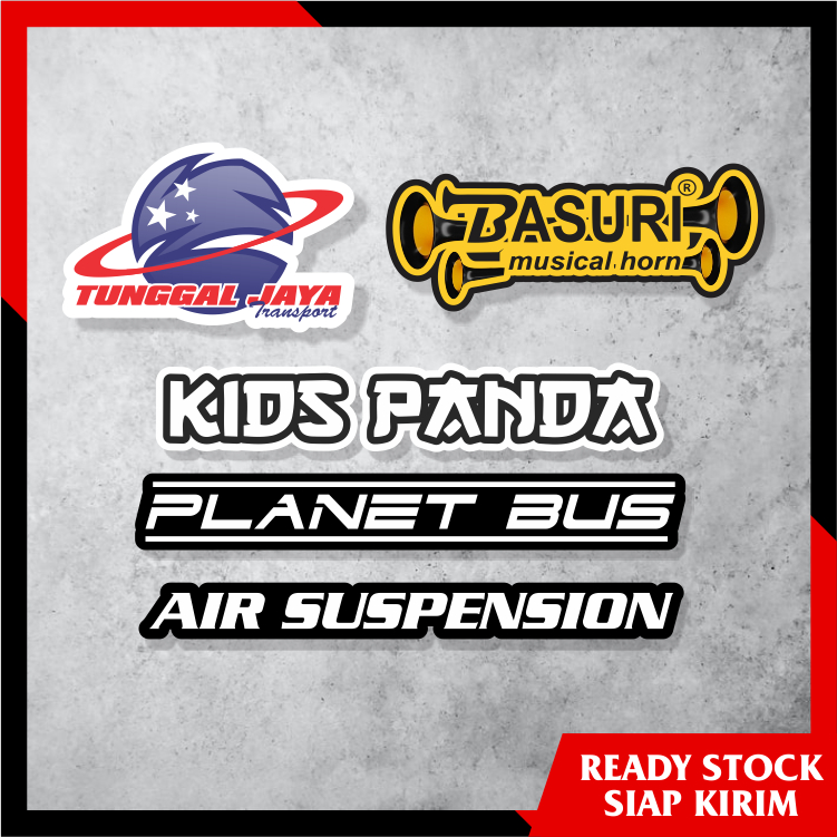 5PCS LOGO TUNGGAL JAYA TRANSPORT KIDS PANDA BASURI PLANET BUS- STIKER BUS STICKER BISMANIA AGUNG KID