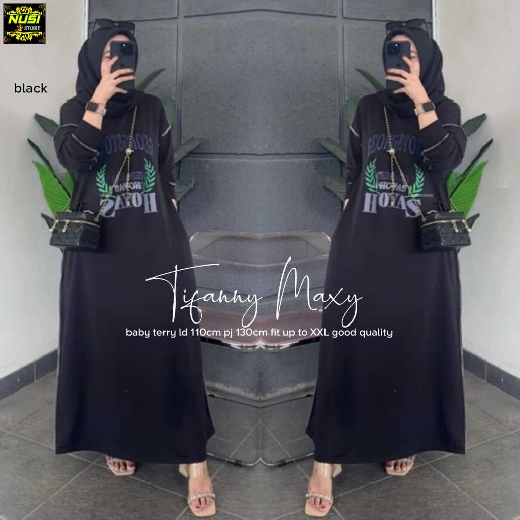 tiffani midi maxy dress jumbo ld 110 dres pakaian baju longdress panjang kaos big size xxxl bigsize 