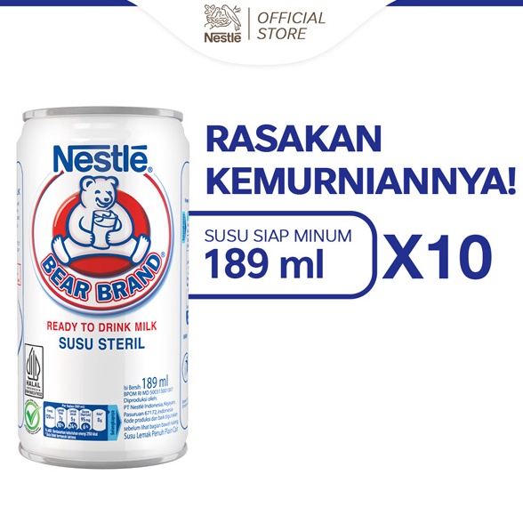 

[☹V80(] BEAR BRAND Susu Kaleng Susu Beruang Susu Steril 189ml 10 pcs [170]