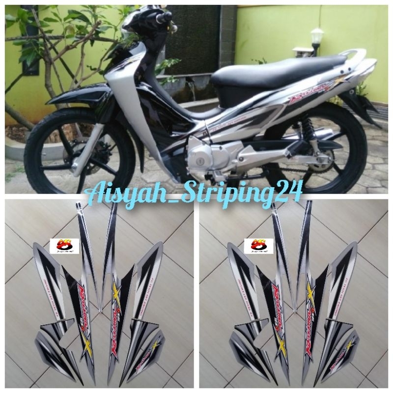 stiker striping sticker Lis les polet motor honda karisma x 125 2005 silver hitam