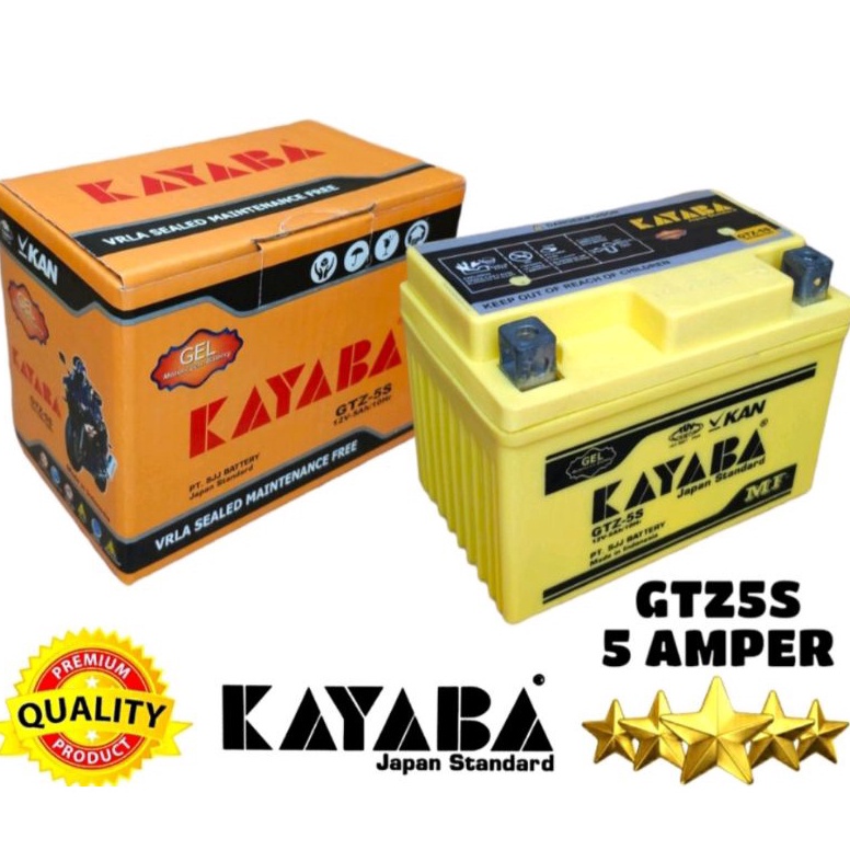 Best Produk.. AKI MOTOR BARU MERK KAYABA GTZ5S 12V 5AH ACCU KERING BEBAS PERAWATAN BEAT VARIO SCOOPY