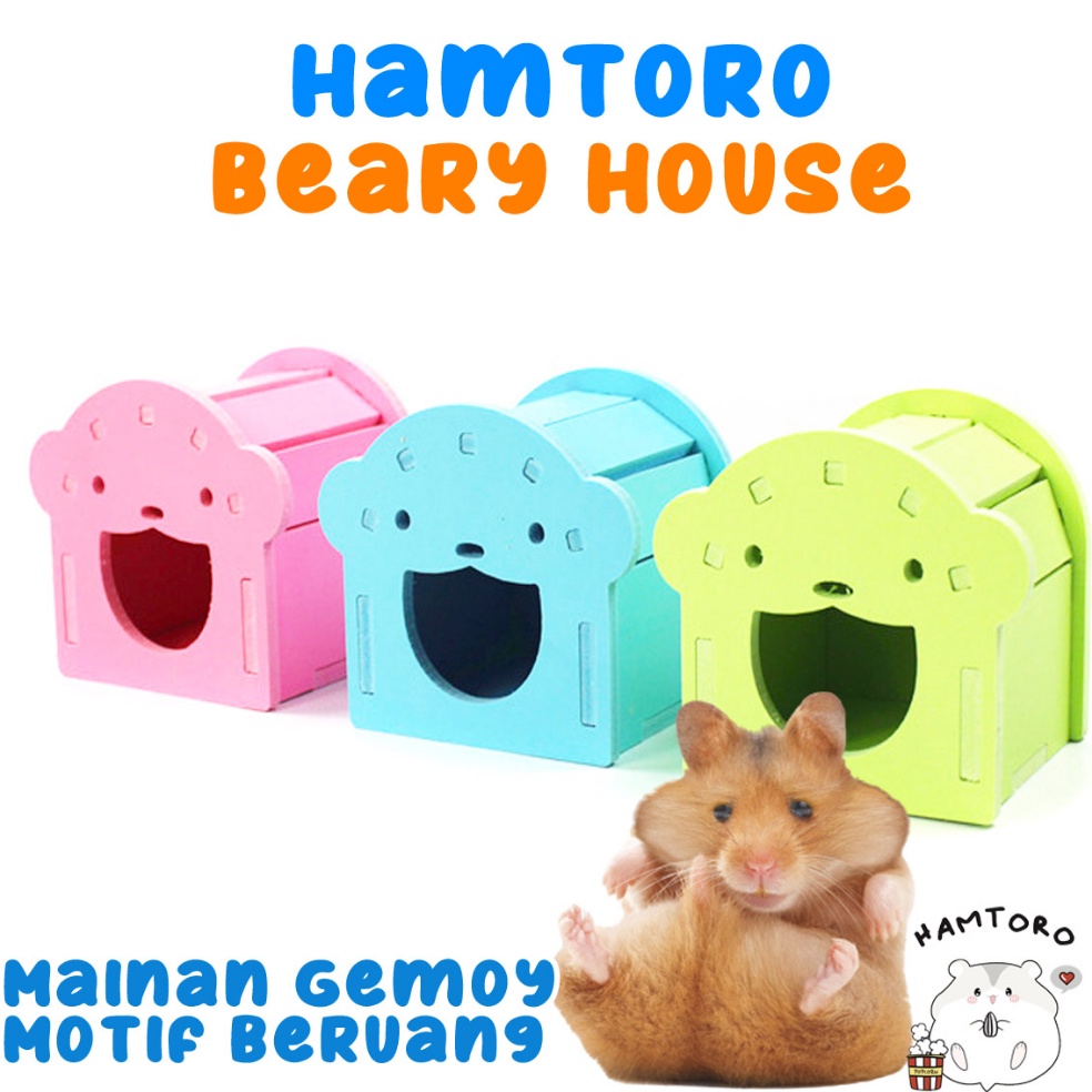 Terupd@te Hamtoro Beary House Mainan Hamster Rumah Rainbow Motif Beruang [190]