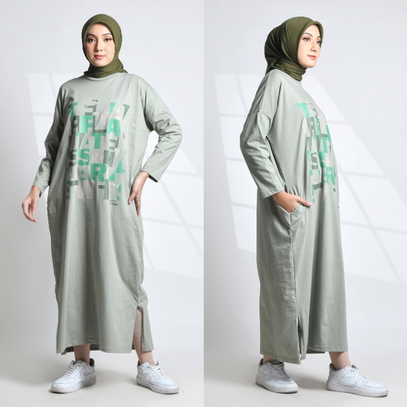 Midi dress  oversize Abaya kaos midi