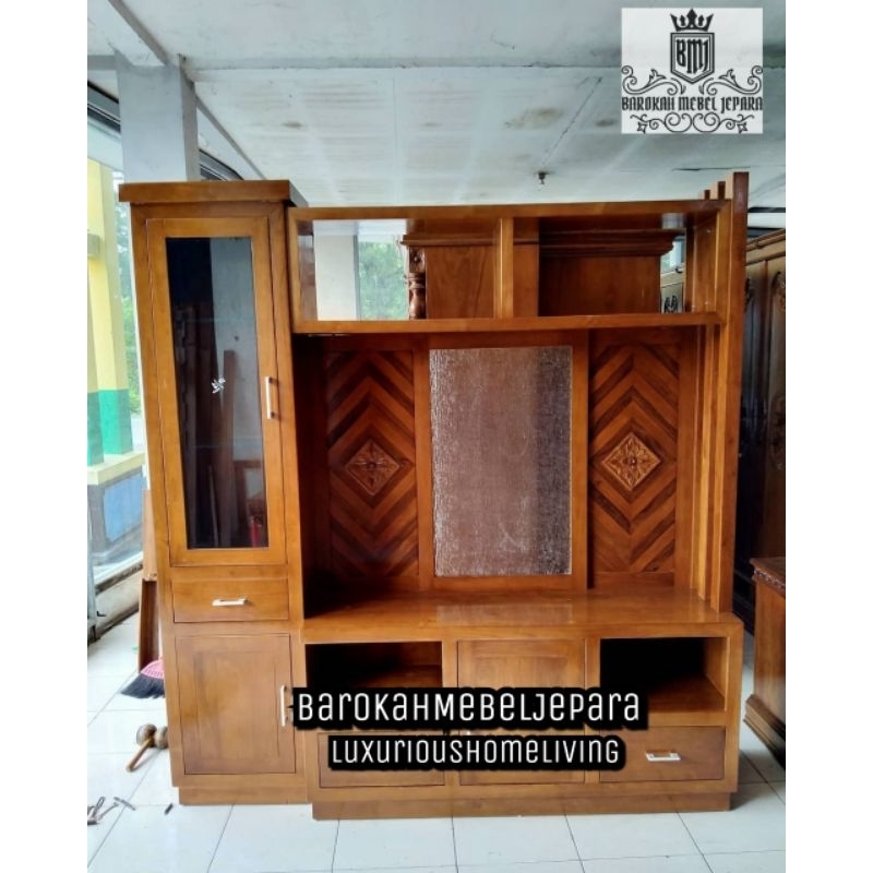 Bufet tv jati 2 meter / partisi tv jati / meja tv