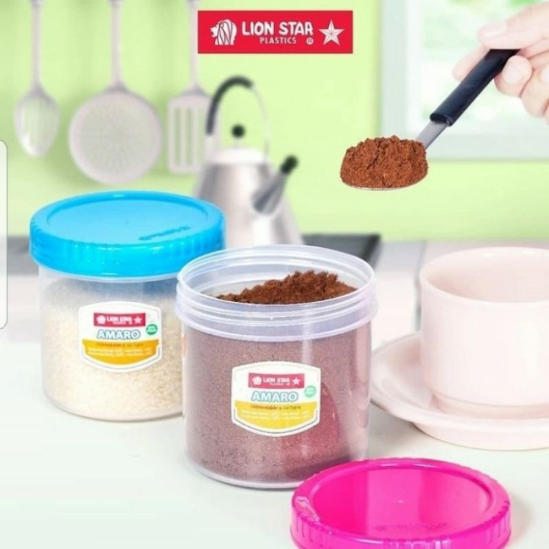 TOPLES BULAT CEMILAN TUTUP PUTAR 520ML LION STAR AMARO POT 102 PP-71