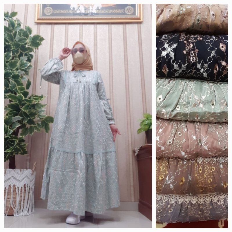 Midi dress salvina ys broklat prill renda original terbaru