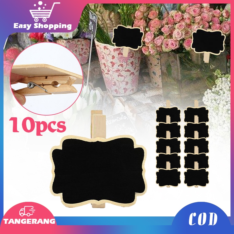 

10pcs Papan Tulis Kapur Mini Blackboard Clip Bahan Kayu Papan Tulis Blackboard Kapur Mini Black Board