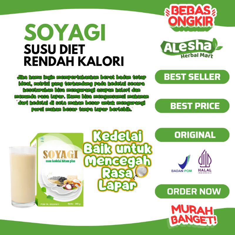 

SOYAGI Susu Kedelai Hitam Rendah Kalori Susu Rendah Lemak Susu Diet Susu Pengganti Sarapan Menurunkan Berat Badan Susu Pelangsing Herbal BPOM