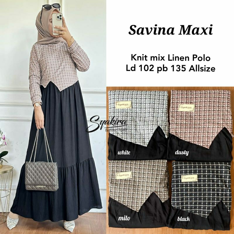 SAVINA MAXY ORI SYAKIRA // GAMIS MAXY DRESS KOMBINASI MOTIF TERLARIS