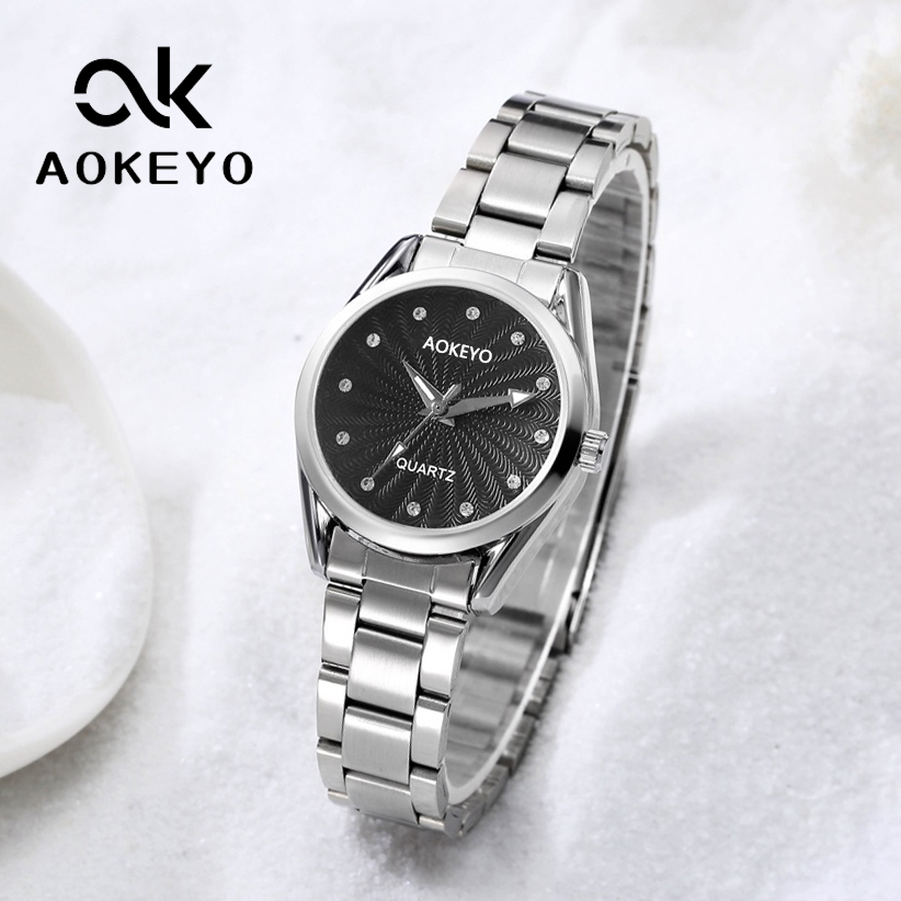 AOKEYO W579 Jam Tangan Wanita Original Tahan Air Santai Mode Stainless Steel Jam Tangan Cewek