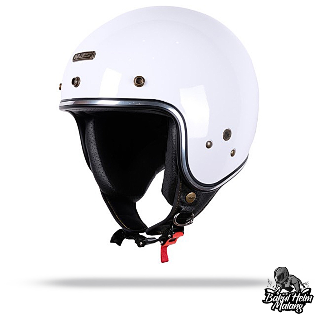 HELM BOGO RETRO NJS NR-80S LIST CHROME SOLID ORIGINAL PREMIUM FREE PET NJS (TOPI HELM BOGO) STANDART