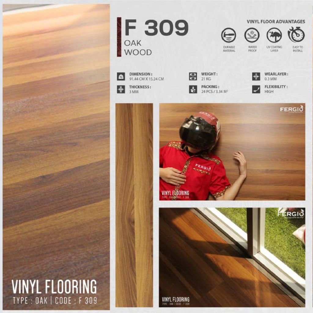 Vinyl Lantai Plank Fergio Tebal 3mm / Vinyl motif wood