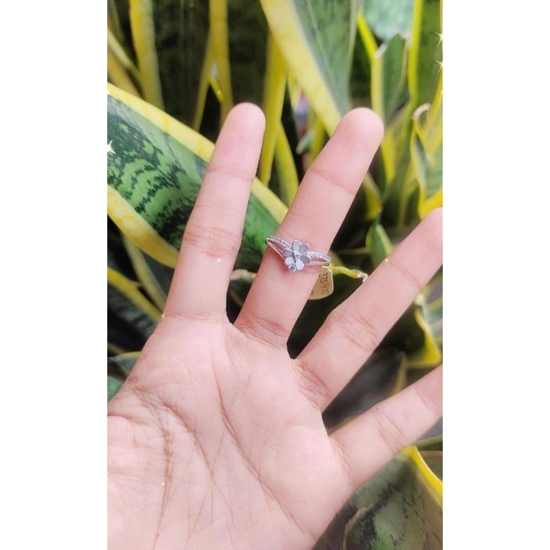 Cincin Semanggi Emas Putih Asli