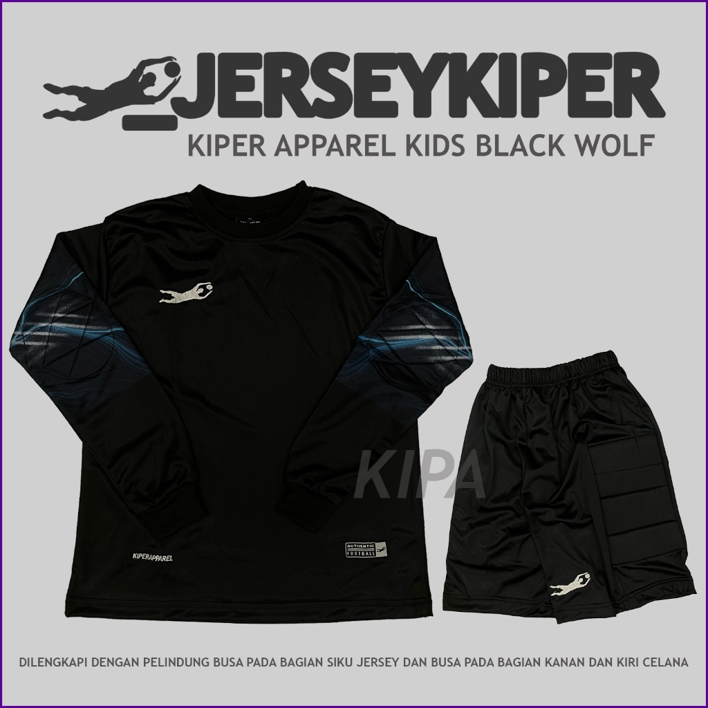 Jersey Kiper Anak / Baju Kiper Apparel Kids Black Wolf Full Busa SATU STEL