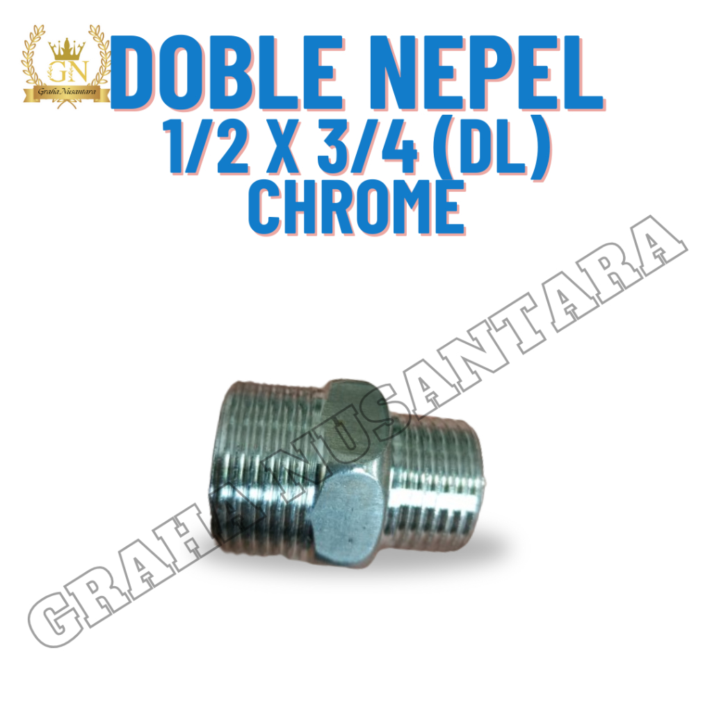 Double Nepel 1/2 x 3/4 (DL) Chrome