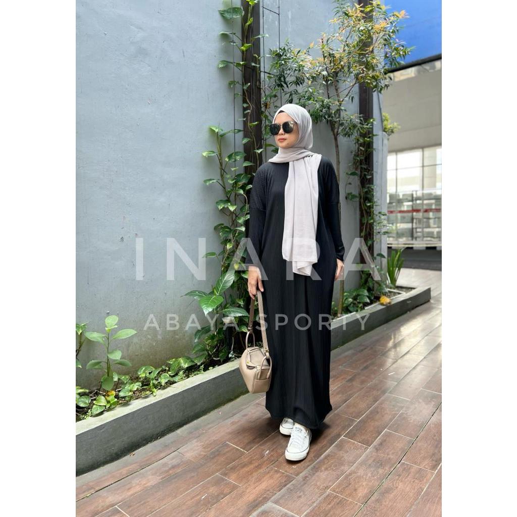 Inara Abaya Dress Sporty Muslim Wanita Simple Polos Yayuku by Yayoe Hijab