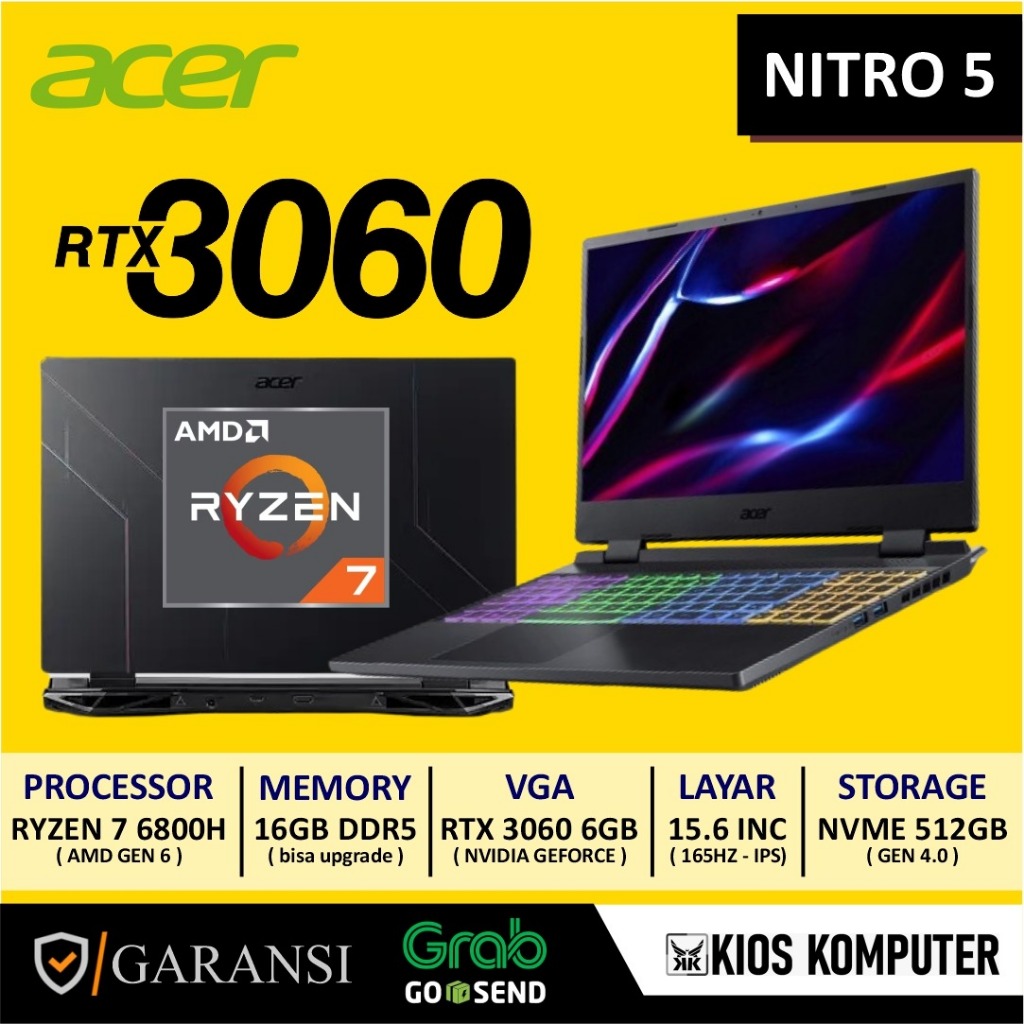 ACER NITRO 5 AN515-46 RYZEN 7 6800H 16GB DDR5 RTX 3060 165HZ 100%SRGB