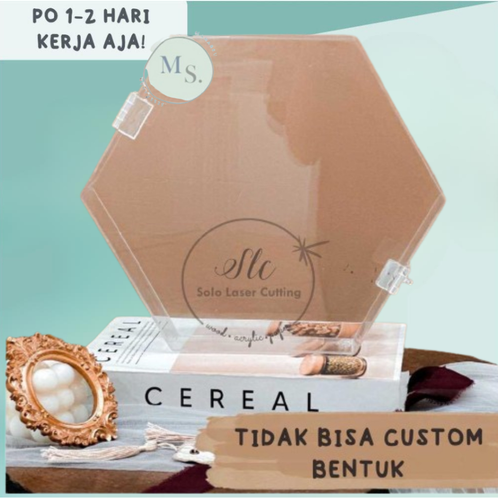 HEXAGON  BINGKAI BOX FULL ACRYLIC AKRILIK PIGURA MAHAR