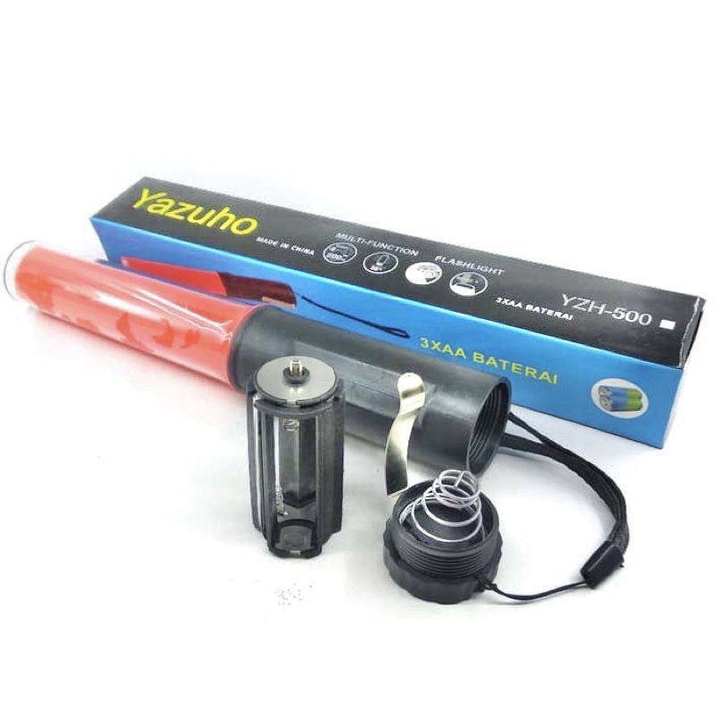 SENTER PARKIR MAGNET YAZUHO YZH-500 LAMPU JALAN LALU LINTAS POLIS MERAH BATERAI AA A2