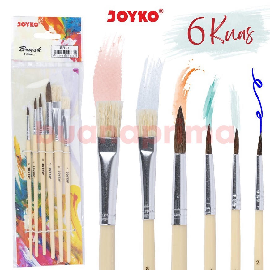 

GEA Kuas Lukis Joyko BR-1 Brush Set isi 6 Kuas Cat Air Arcylic Poster Colour haiwz