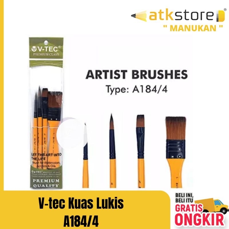 

V-tec Kuas Type A184/4 - Kuas lukis set isi 4 lengkap