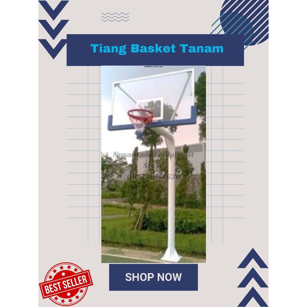 Tiang Basket Tanam Papan Pantul 120 Akrilik 15mm + Ring Basket Per 2