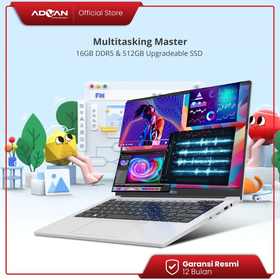 ADVAN Laptop Workplus AMD RYZEN 5 6600H 14'' FHD IPS 16GB 512GB Win 11