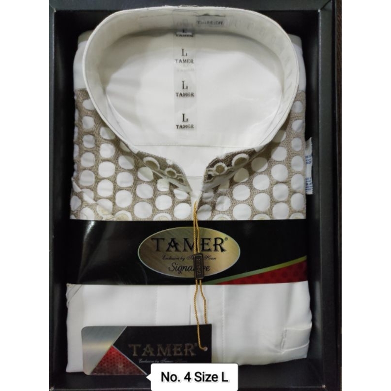 Baju Muslim Bamus Koko Tamer Signature Putih Lengan Pendek