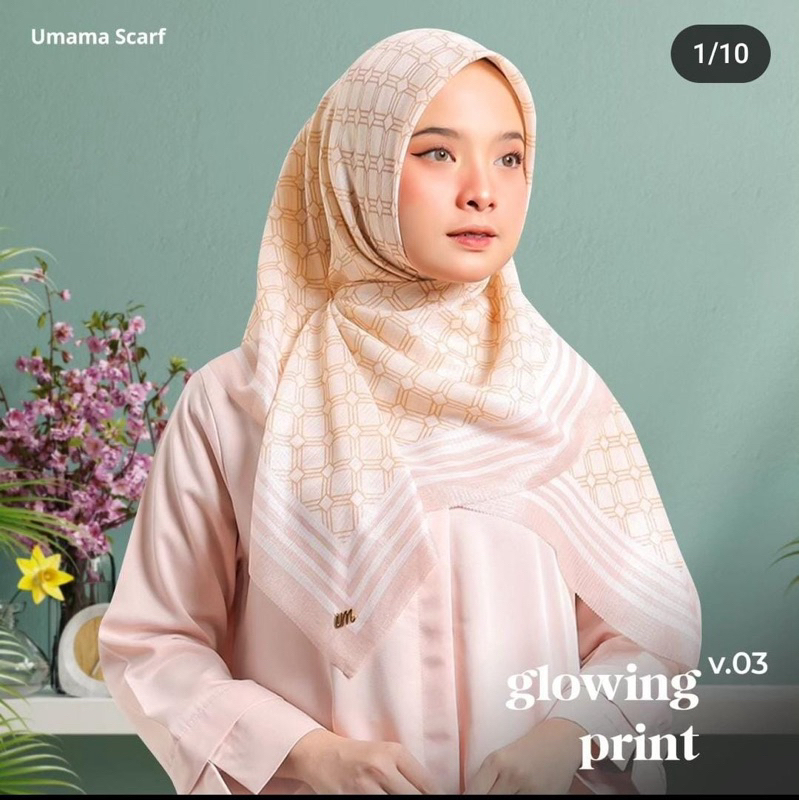 Hijab/kerudung umama scarf glowing print motif lc icon