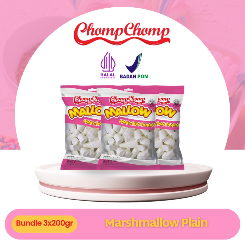 

✺Pasti Murah✱↕ Cemilan Kiloan Marshmallow Chompchomp 200gr isi 3 Bungkus C42