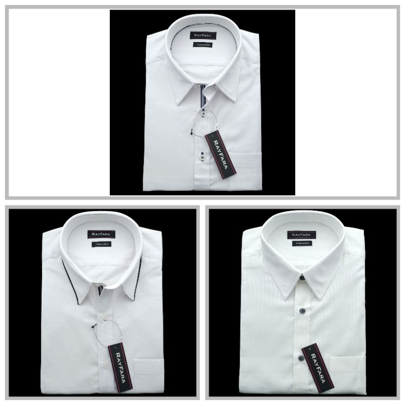 Rayfara Kemeja Regular Fit Lengan Pendek Pria Putih Kombinasi