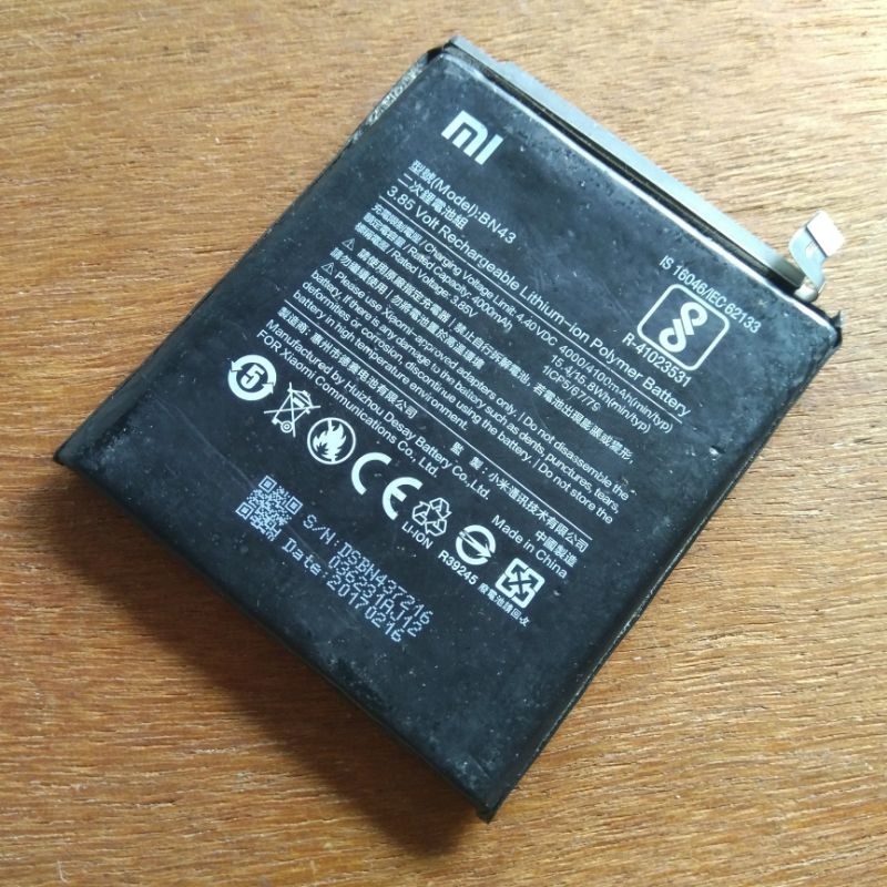 Baterai Batre xiaomi redmi note 4 4x snapdragon BN43 original copotan