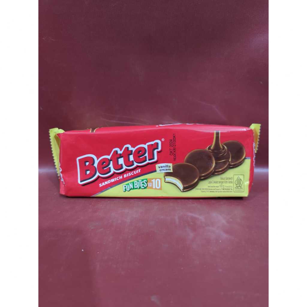 

Better Sandwich Biscuit Vanilla Cream Coklat 100g - Better Family Pack Coklat Sandwich