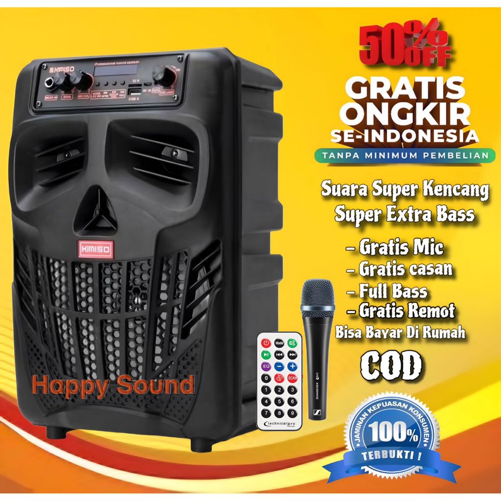 MEGA BASS Speaker Karaoke Bluetooth Ukuran Besar Free Mic Remot Casan / Salon Spiker Aktif Jumbo Kar