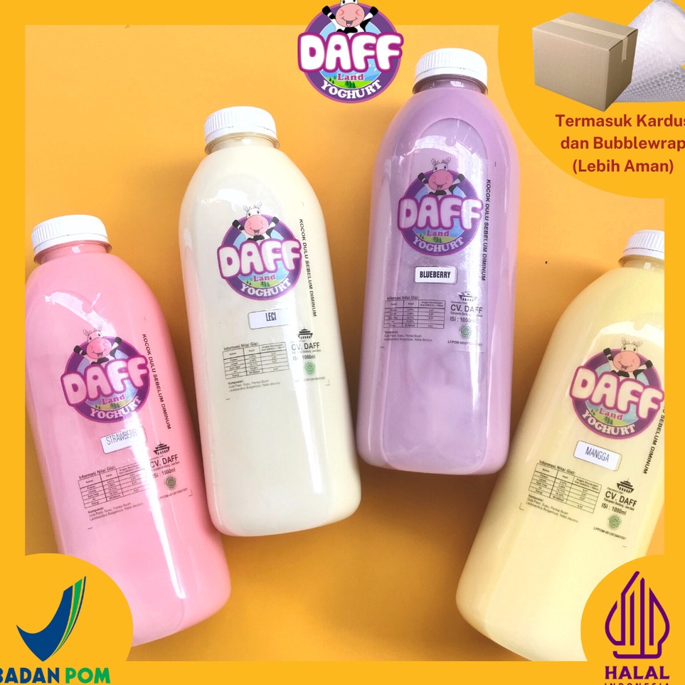 

[KODE 0QBRE] (BPOM) PREMIUM YOGURT THICK 1 LITER BOTOL | DAFF YOGHURT | YOGURT HOMEMADE