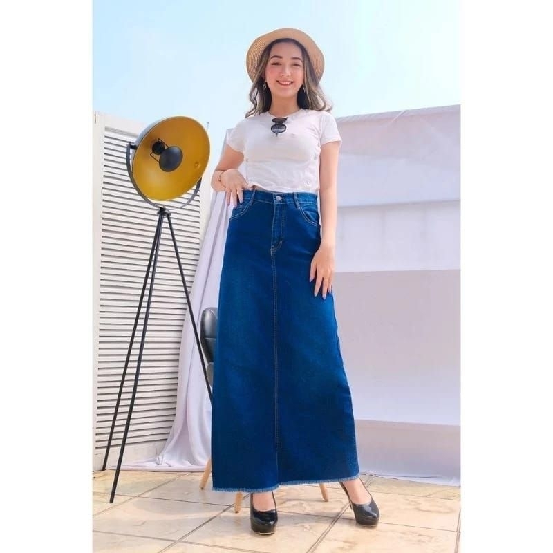 Cod // Rok Jeans Kekinian 2023 // Rok Sctret Panjang // Rok Wanita Jumbo // Rok  Kasual  // jumbo