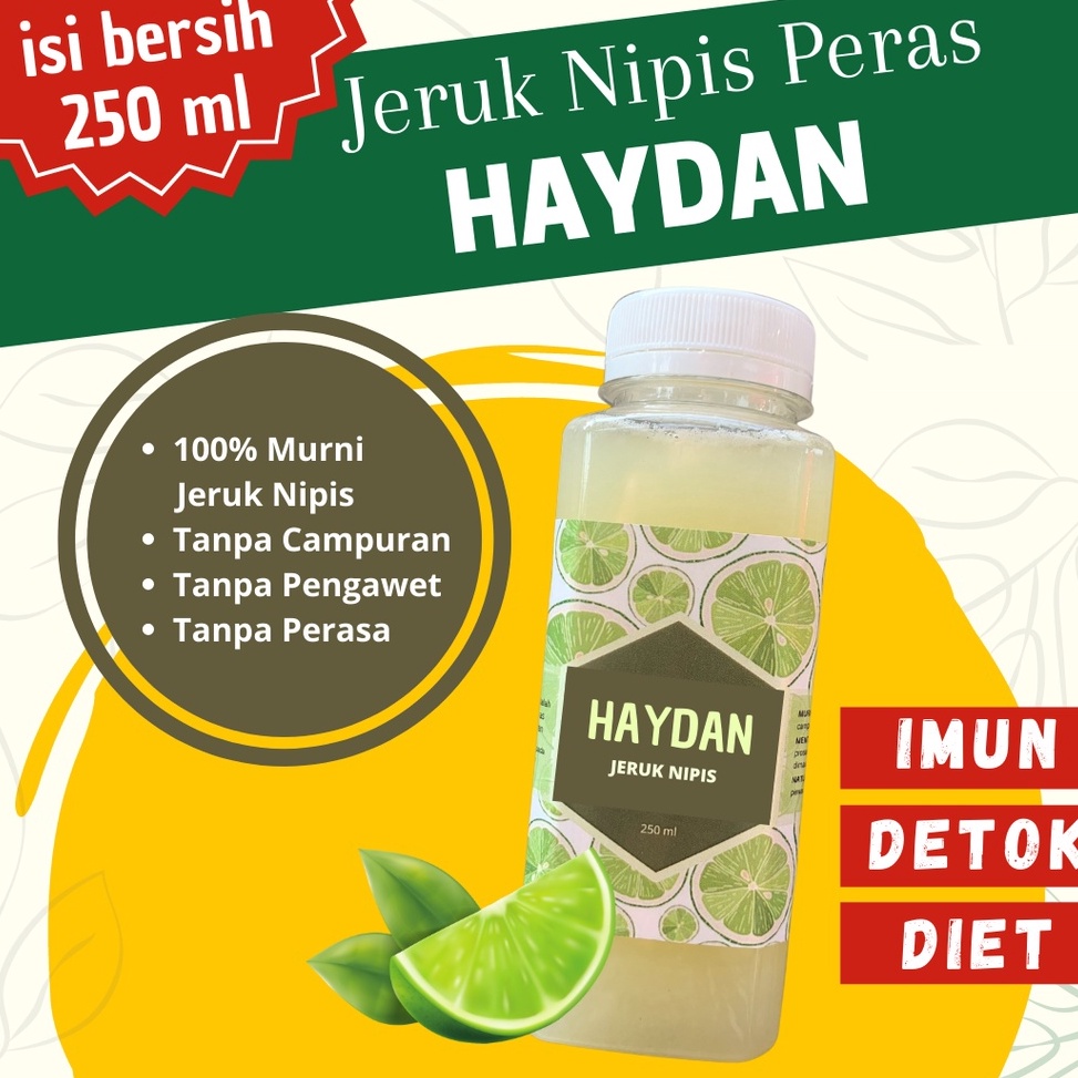 

[Produk JA80] JERUK NIPIS HAYDAN | Jeruk Nipis Peras Murni | 250 ml | Tanpa Campuran Terbaru (⌒